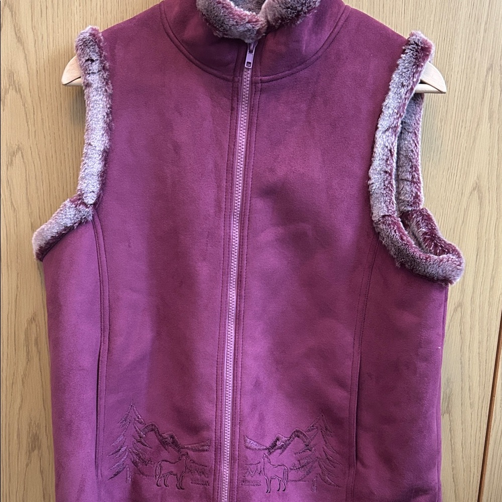 Vintage Suede /  Faux Fur Shearling Zip Vest